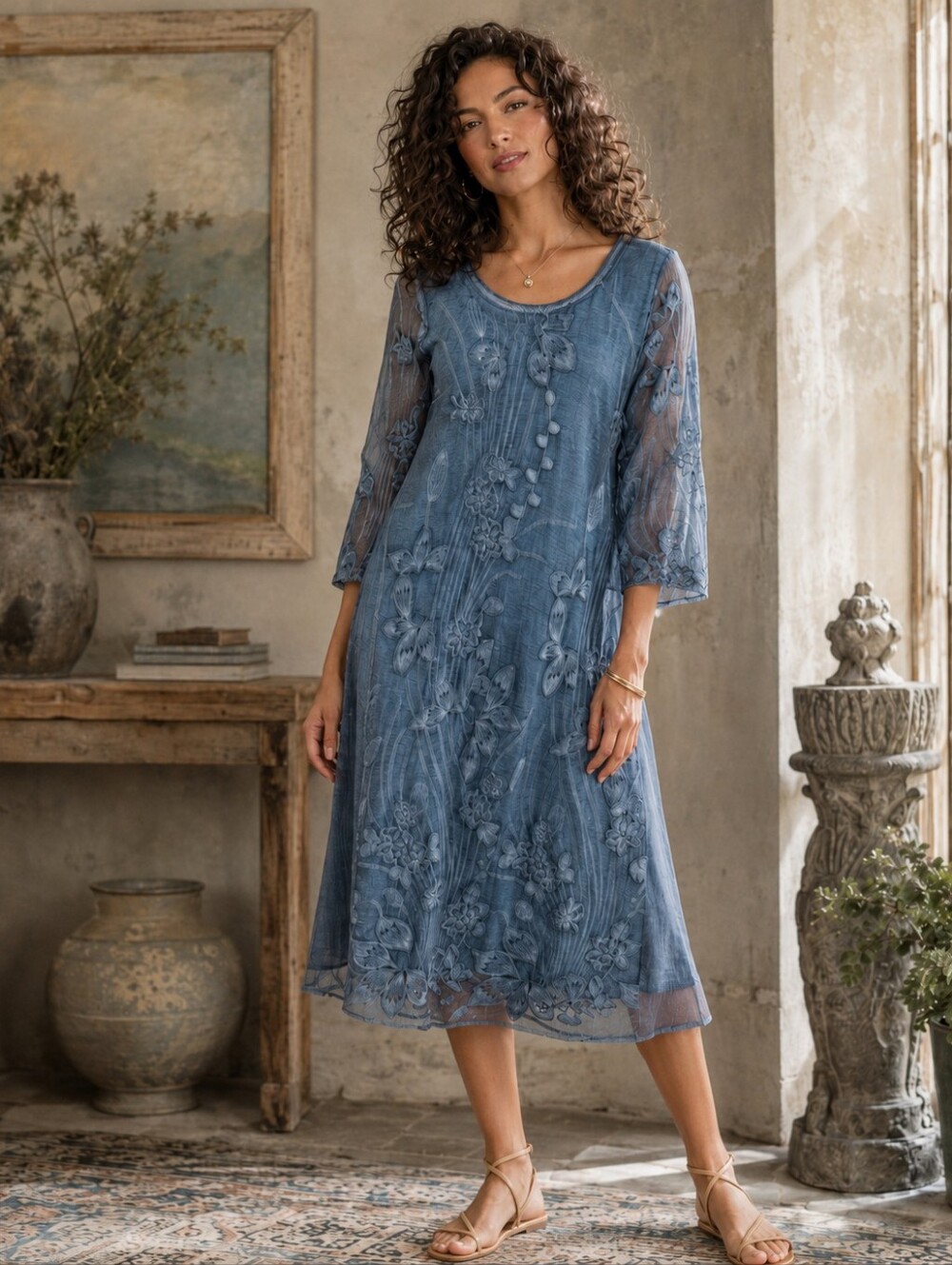Soft Surroundings Starling Silk Dress by Mallard Blue NWT Medium